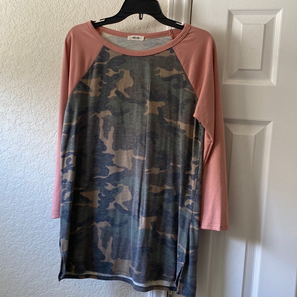 Pink Camo Top  L